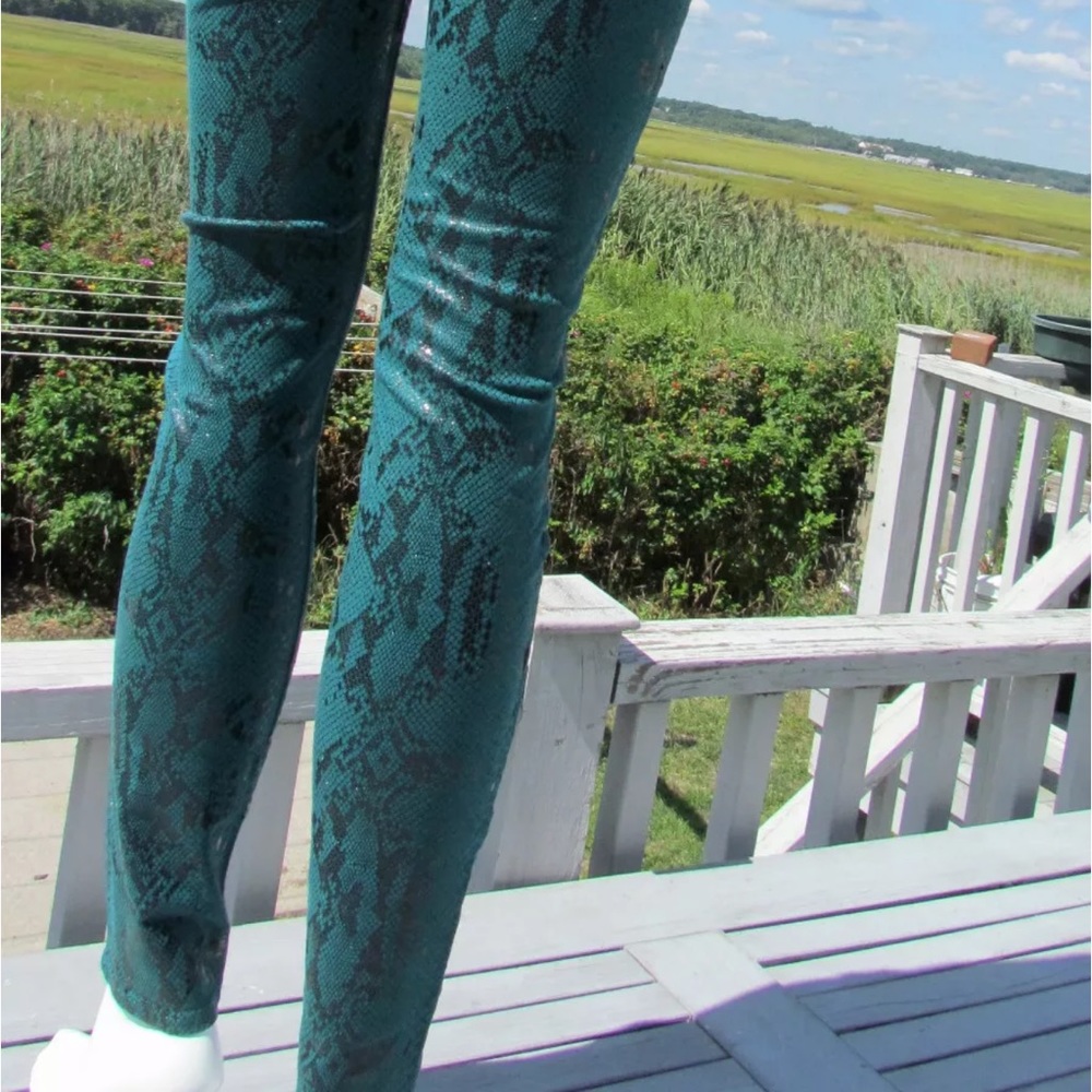 Seven 7 For All Mankind 29 green coated jeans snake skin shiny sexy skinny - Picture 4 of 11